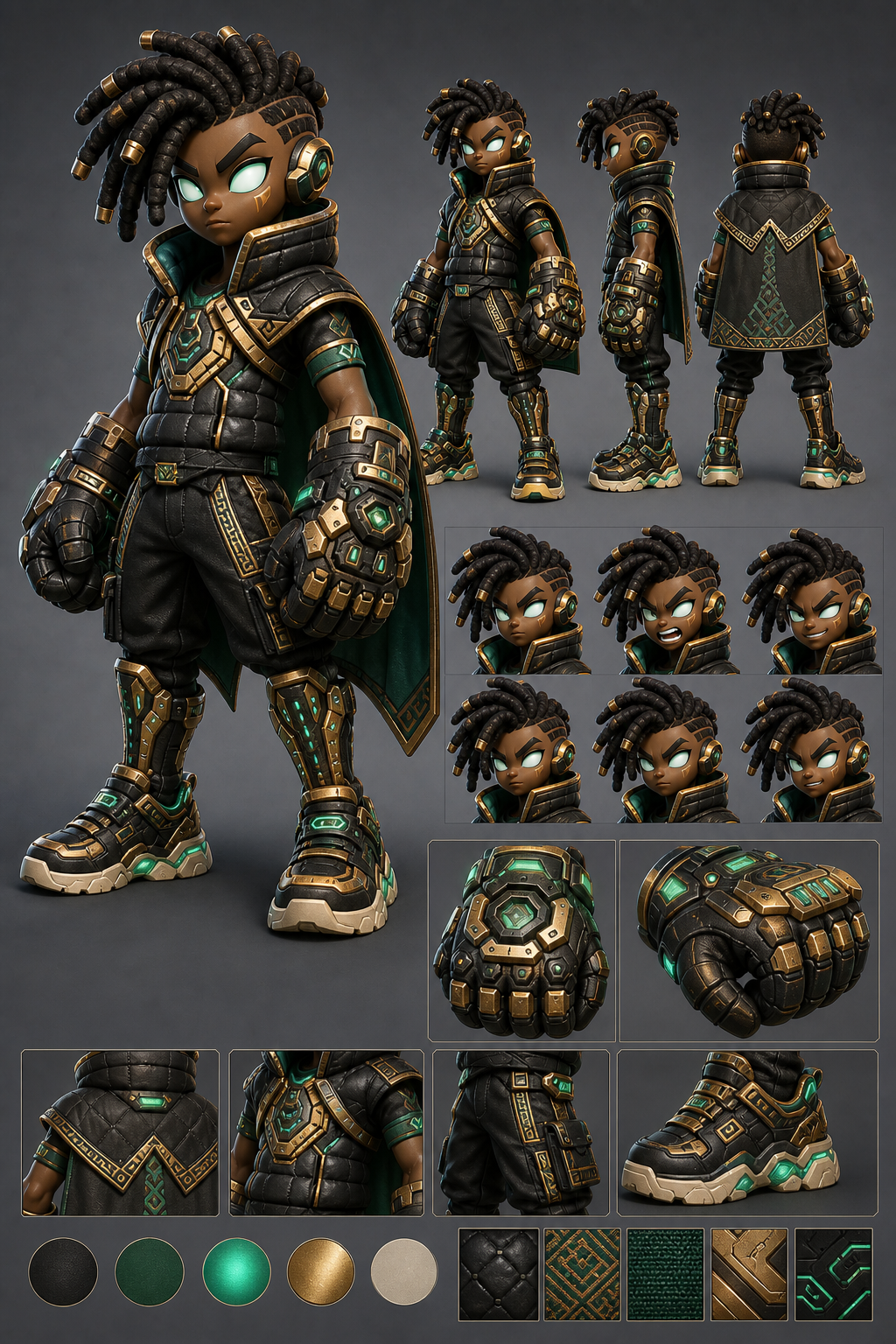 Proposition IA 02B - Capitaine Guardian afro cartoon prestige sport-tech version initiale