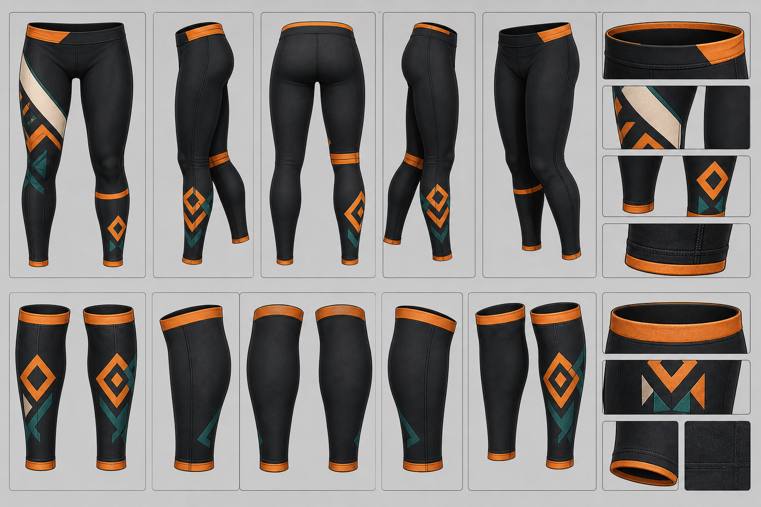 Planche modelisation legging et manchons de compression