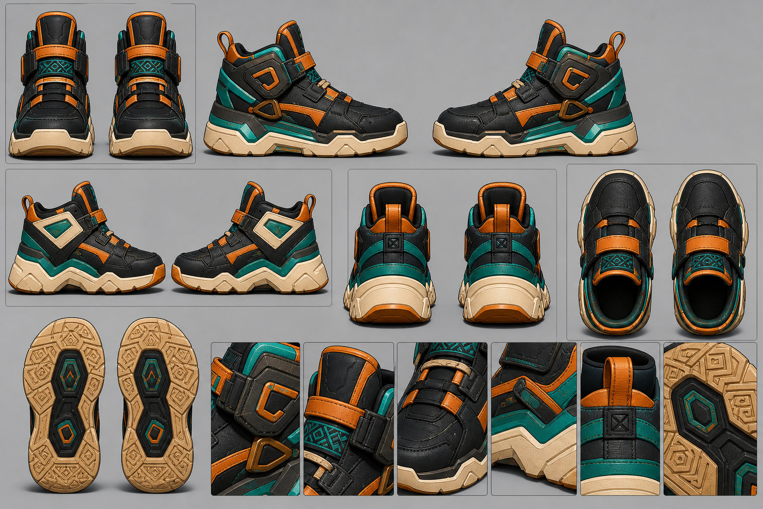 Planche modelisation sneakers montantes massives